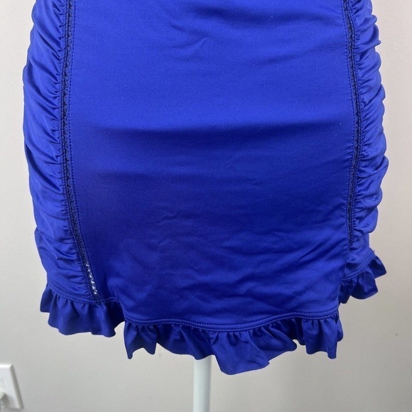 Jantzen Blue Swim Dress Swim Suit One Piece 8 Halter Ruched Soft Cups - Picture 11 of 16